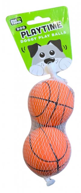Pet Touch Playtime Doggy Sports Play Balls 2 Pack Assorted