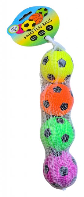 Pet Living Doggy Play Balls 4 Pack Assorted