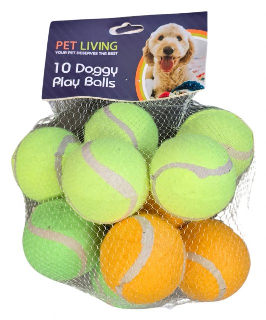 Pet Living Tennis Doggy Play Balls 10 Pack