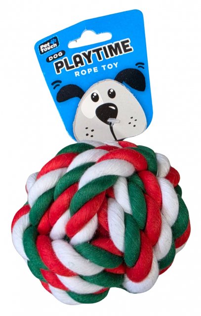Pet Touch Playtime Braided Rope Knot Ball Assorted