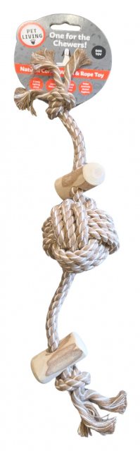 Pet Living Coffee Wood & Rope Dog Toy Assorted