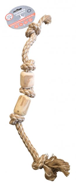Pet Living Coffee Wood & Rope Dog Toy Assorted