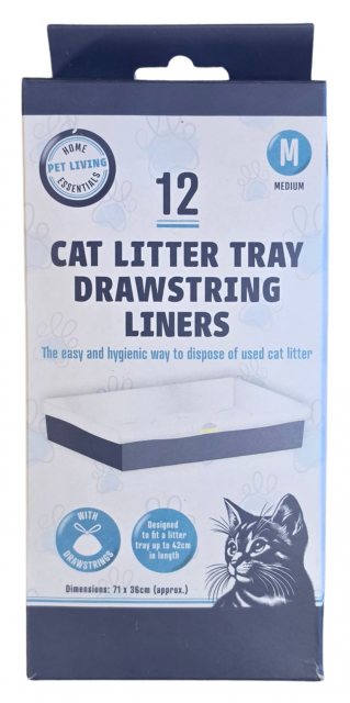 Pet Living Drawstring Cat Litter Tray Liners M 12 Pack