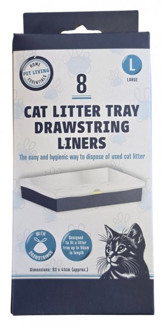 Pet Living Drawstring Cat Litter Tray Liners L 8 Pack