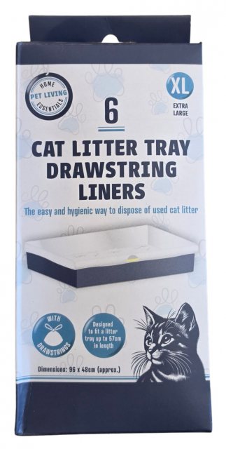 Pet Living Drawstring Cat Litter Tray Liners XL 6 Pack