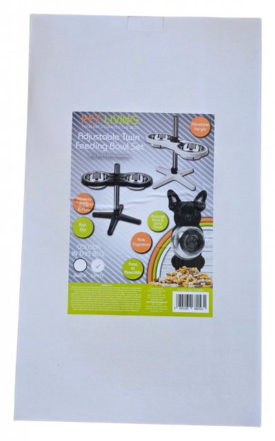 Pet Living Adjustable Twin Feeding Bowl Set Assorted