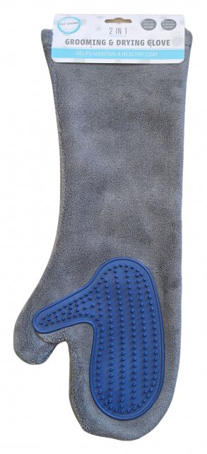 Pet Living 2 In 1 Grooming & Drying Glove Assorted