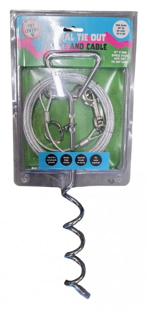 Pet Living Tie Out Stake & Cable 20ft