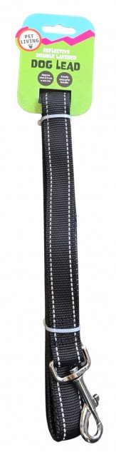 Pet Living Reflective Dog Lead Black 2.5cm x 120cm