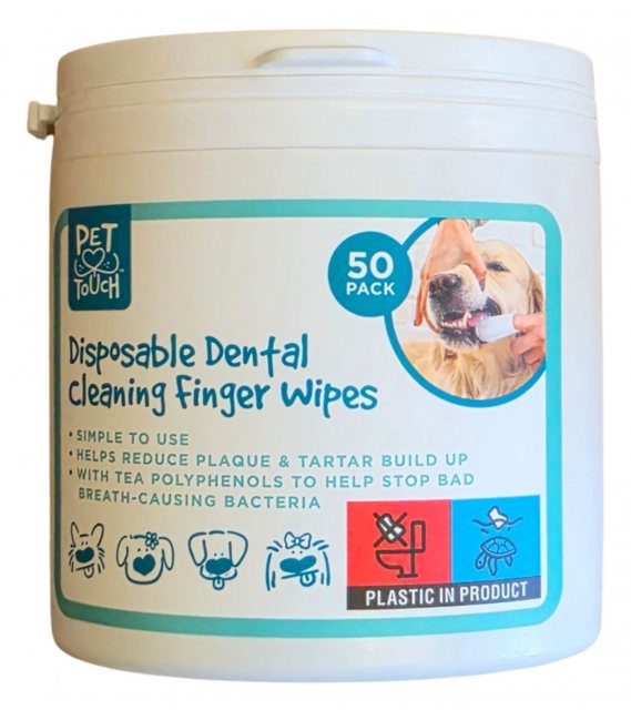 Pet Touch Disposable Dental Cleaning Finger Wipes 50 Pack