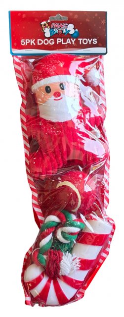 Paws Behaving Badly Christmas Stocking Dog Toys 5 Pack Assorted