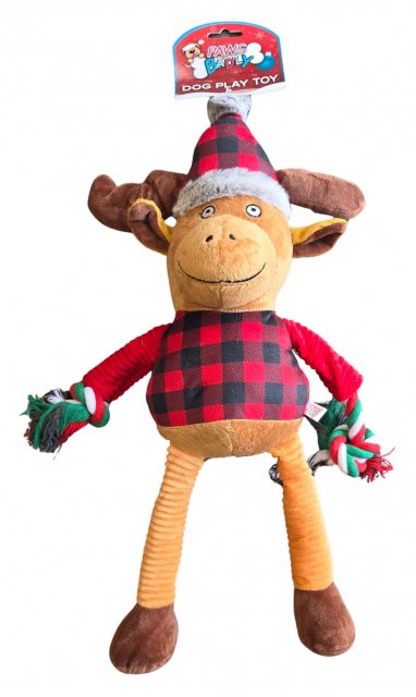 Paws Behaving Badly Christmas Plush Rope Arms Dog Toy Assorted
