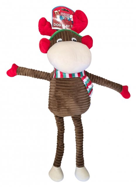 Paws Behaving Badly Christmas Plush Cord Squeak Dog Toy Assorted