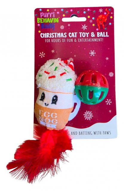 Purrs Behaving Badley Christmas Cat Toy & Ball Assorted