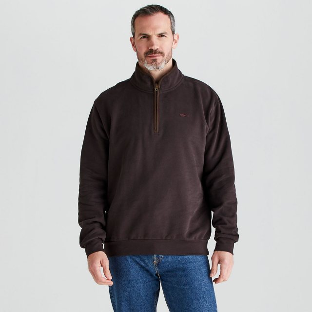 Ridgeline Ridgeline Brancaster 1/4 Zip Top Deep Bark