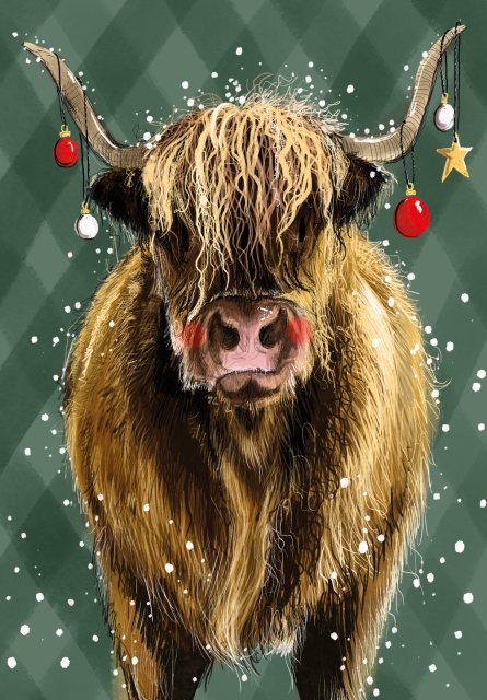 Alex Clark Christmas Highland Cow Tea Towel