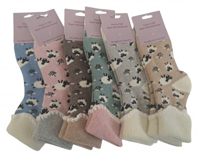 Simply Essentials Ladies Turn Cuff Sheep Sock Assorted