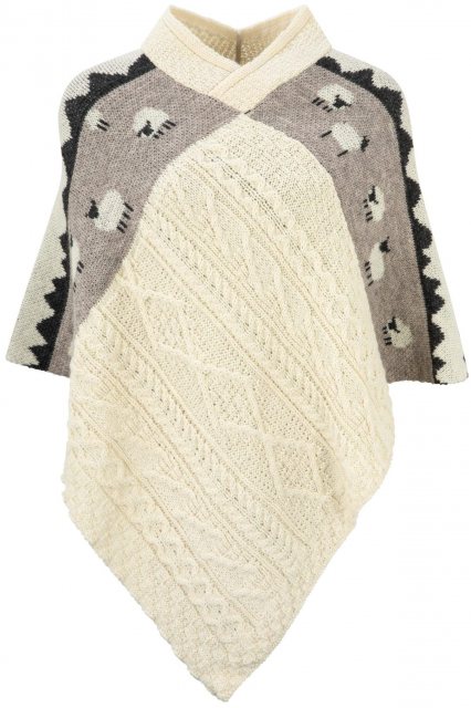 J M Cooper J M Cooper V Neck Sheep Scene Poncho