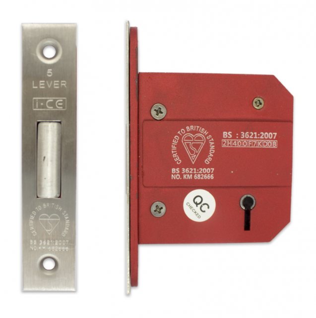 IronCore IronCore 5 Lever Mortice BS3621 Dead Lock Stainless Steel
