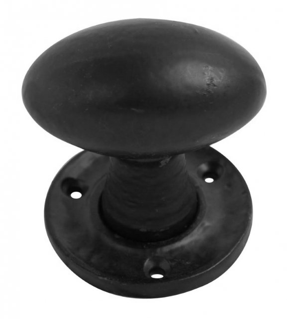 IronCore IronCore Oval Door Knob Pair 55mm Black