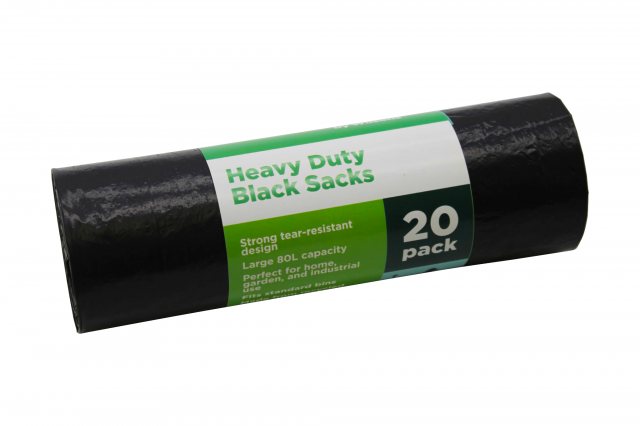 Everyday Heavy Duty Black Sacks 80L 20 Pack