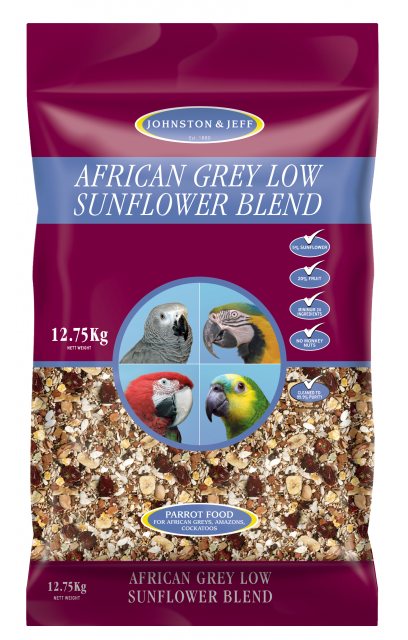 J&J Johnston & Jeff African Grey Low Sunflower Seed 12.75kg