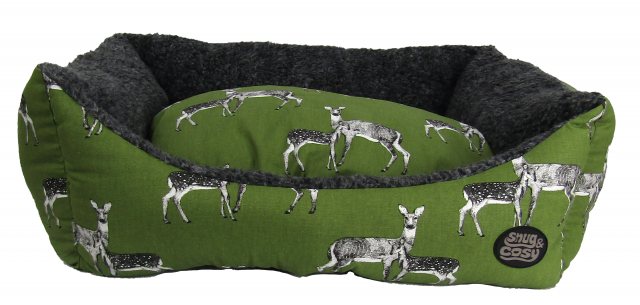 SNUGCOSY Sage Deer Print Rectangle Dog Bed