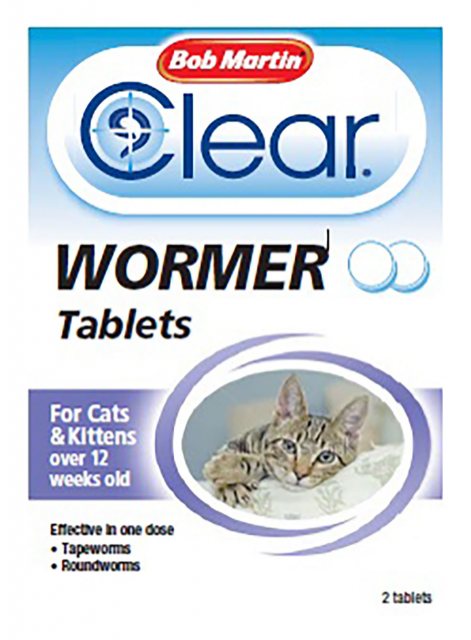 BOBMARTI Bob Martin Clear Wormer Tablets For Cats & Kittens Over 12 Weeks 2 Pack
