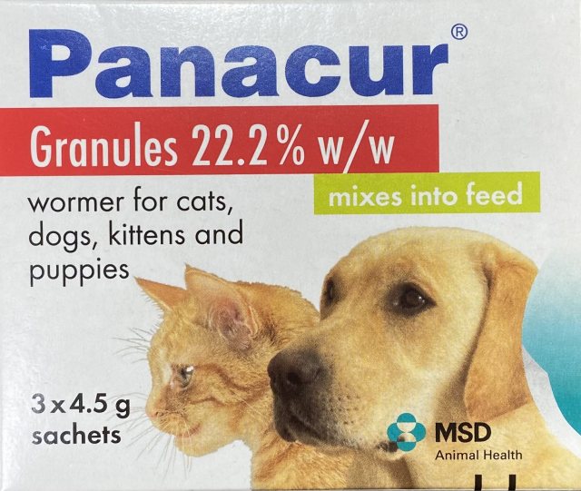 MSD Panacur Granules 22.2% 3 x 4.5g Sachets