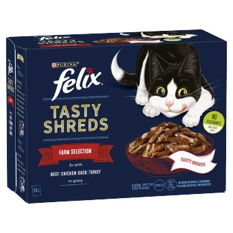 Felix  Felix Tasty Shreds Farm Selection In Gravy 12 x 80g