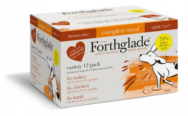 FORTHGLA Forthglade Complete Brown Rice Variety Case Lamb, Turkey, Chicken 12x395g