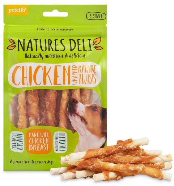 NATDELI Natures Deli Chicken Wrapped Rawhide Twist Small 8 Pack 80g