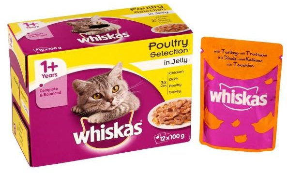 WHISKAS Whiskas 1+ Years Poultry Jelly Pouch 12 Pack