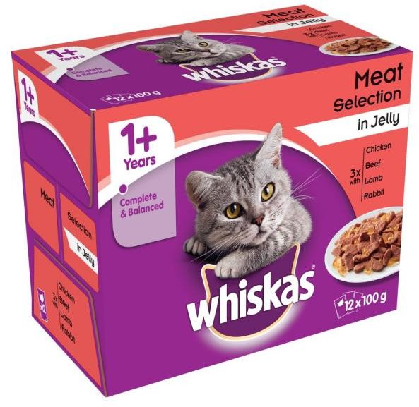 WHISKAS Whiskas 1+ Years Meat Jelly Pouch 12x100g