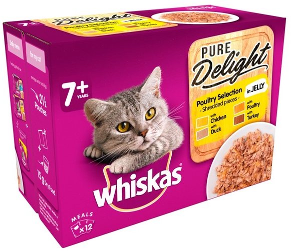WHISKAS Whiskas 7+ Years Cat  Pure Delight Poultry Pouch In Jelly 12x85g