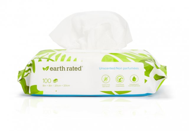 EARTHRAT Earth Rated Pet Grooming Wipes Unscented 20 x 20cm