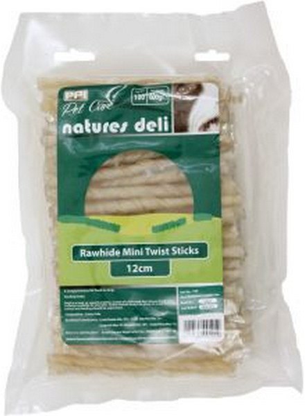 Natures Deli Rawhide Twist Stick Mini 100 Pack
