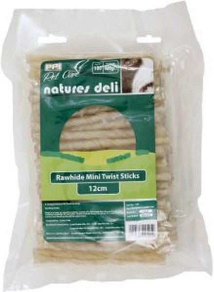 Natures Deli Rawhide Mini Twist Stick 100 Pack