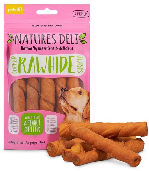 NATDELI Natures Deli Smoked Rawhide Twists with Peanut Butter 150g