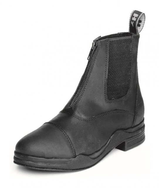 Hy Equestrian Wax Leather Zip Boot Black