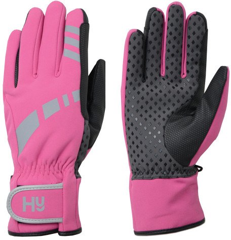HY Equestrian Hy Equestrian Reflective Riding Gloves Pink