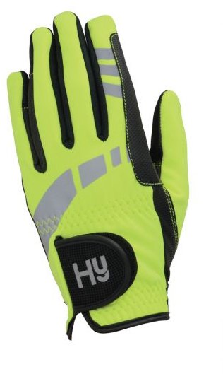 Hy Equestrian Reflective Riding Gloves Yellow