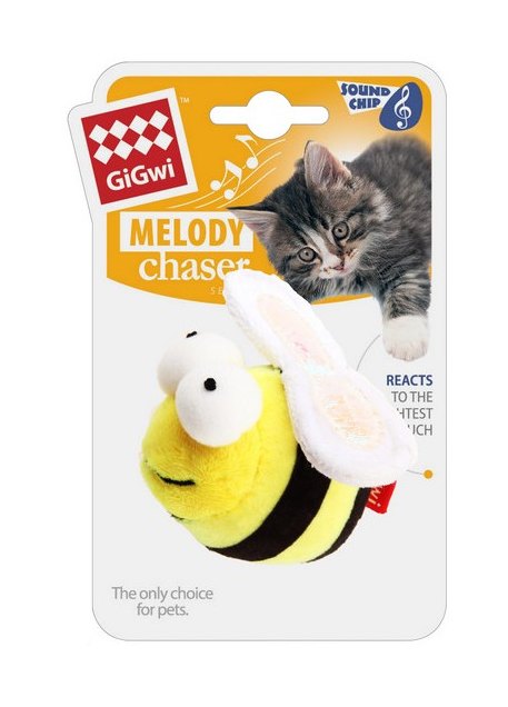 GIGWI GiGwi Bee Motion Activated Bee Sound Cat Toy Yellow
