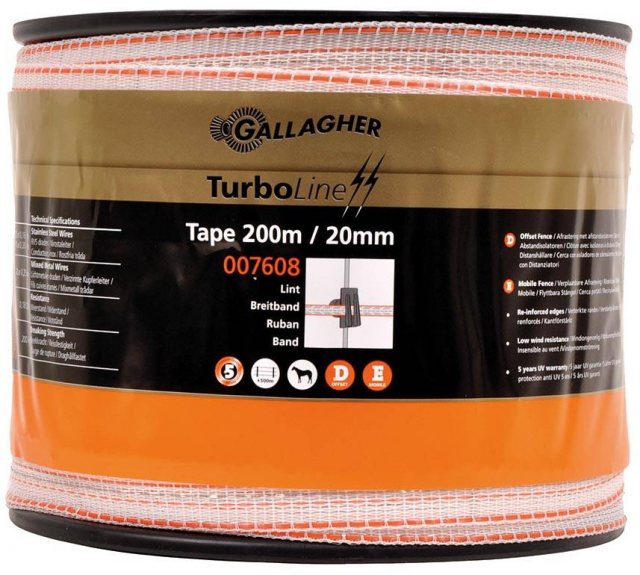 GALLAGHE Gallagher TurboLine Tape White 200m 12.5mm