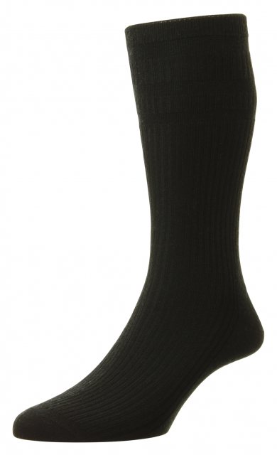 HJ Hall Softop Wool Sock Black