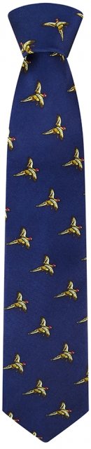Hoggs Of Fife Hoggs Silk Flying Pheasants Country Tie Navy