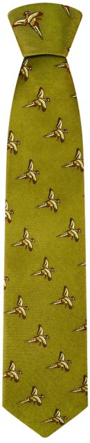 Hoggs Of Fife Hoggs Silk Flying Pheasants Country Tie Gold