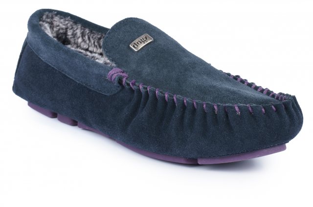 Dogz Percy Suede Slipper Navy Mole Avon