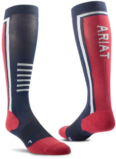 Ariat Ariat Tek Slimline Performance Socks Navy/Red