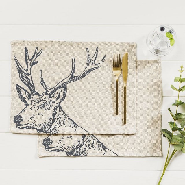 Linen Stag Placemat 2 Pack